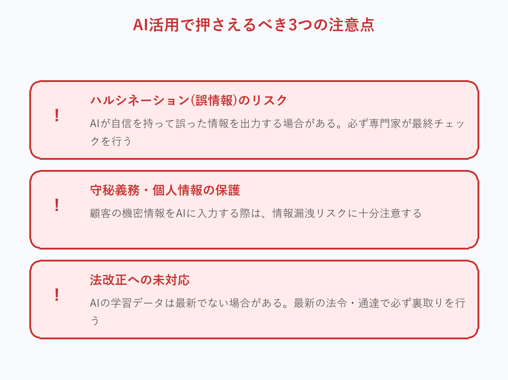 AI活用で押さえるべき3つの注意点