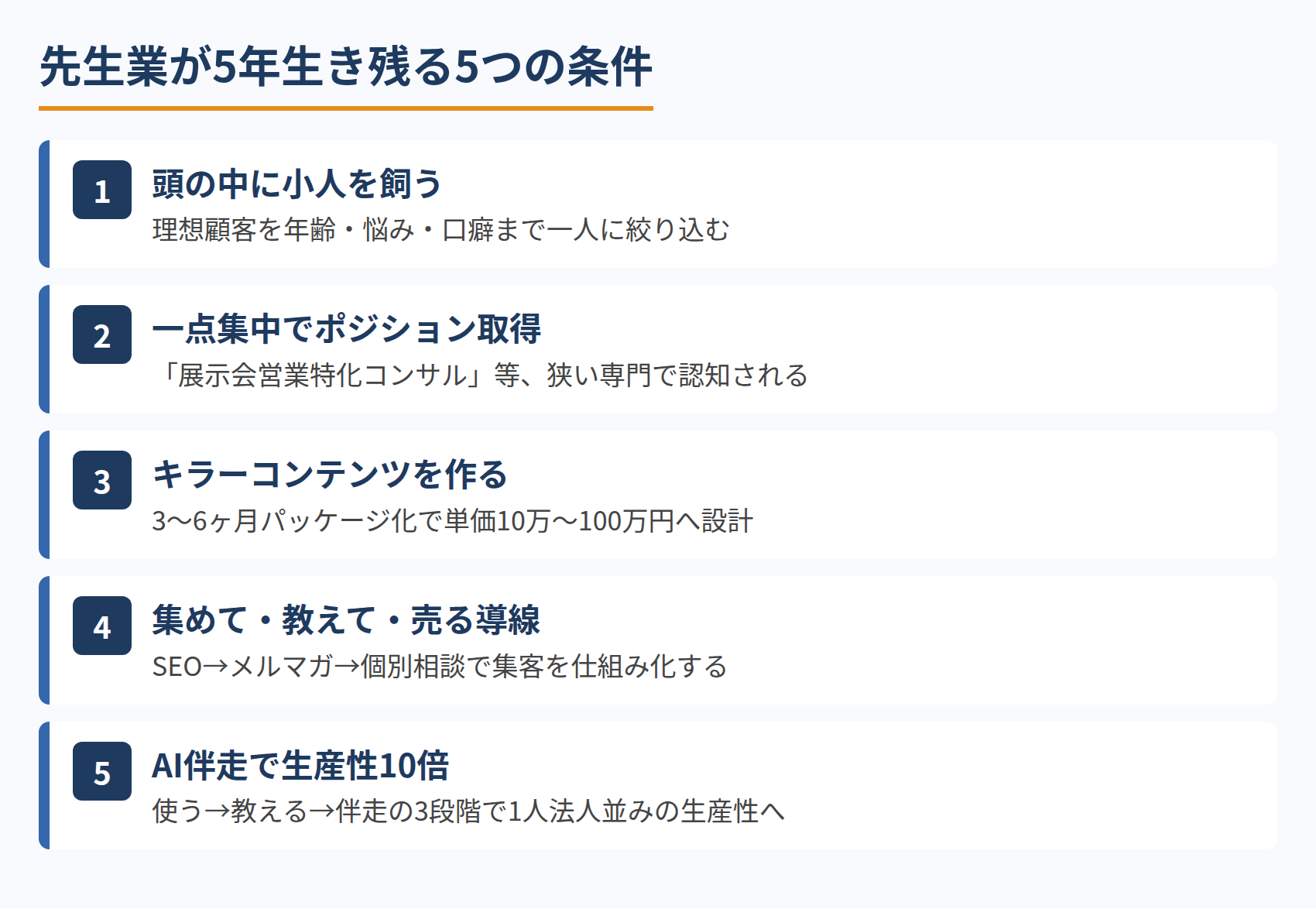 先生業が5年生き残る5つの条件