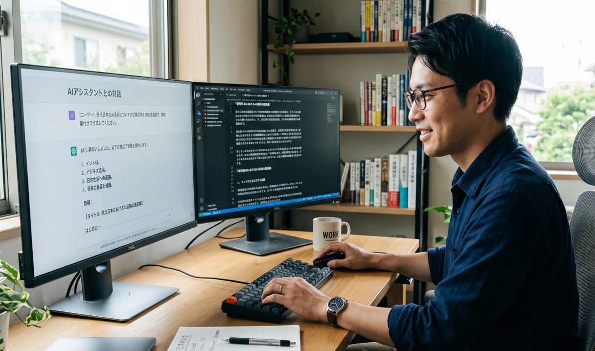 ＡＩに指示を出して投稿の原稿を作成している画面