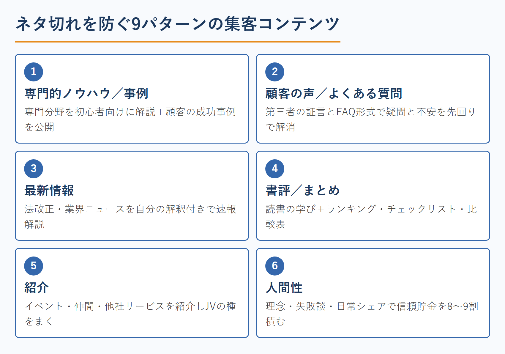 ネタ切れを防ぐ9パターンの集客コンテンツ