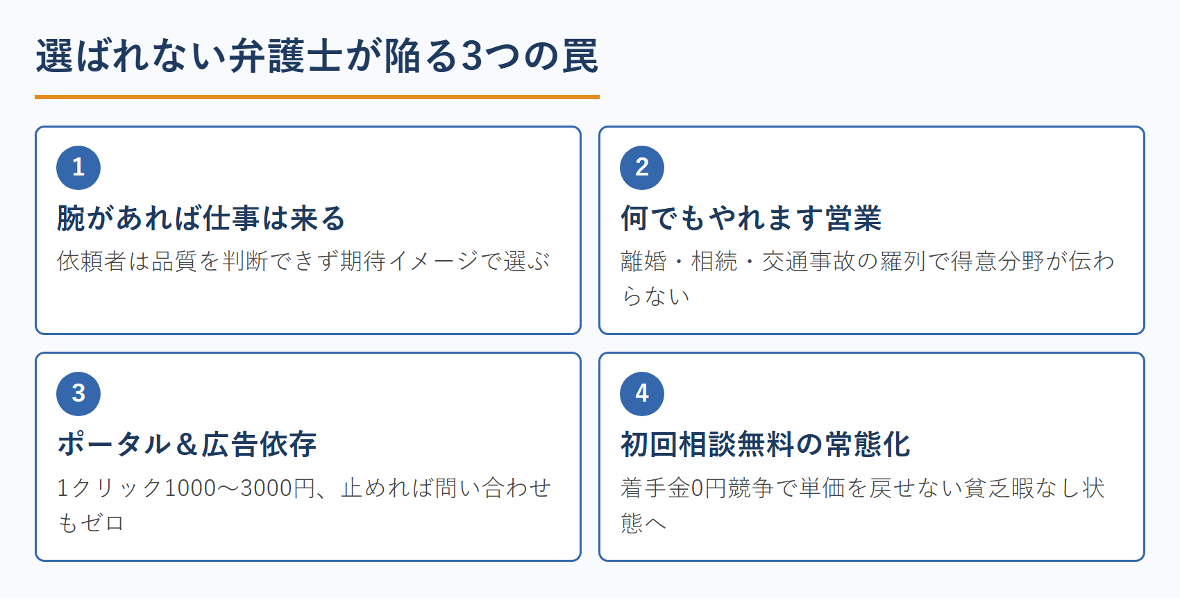 選ばれない弁護士が陥る3つの罠