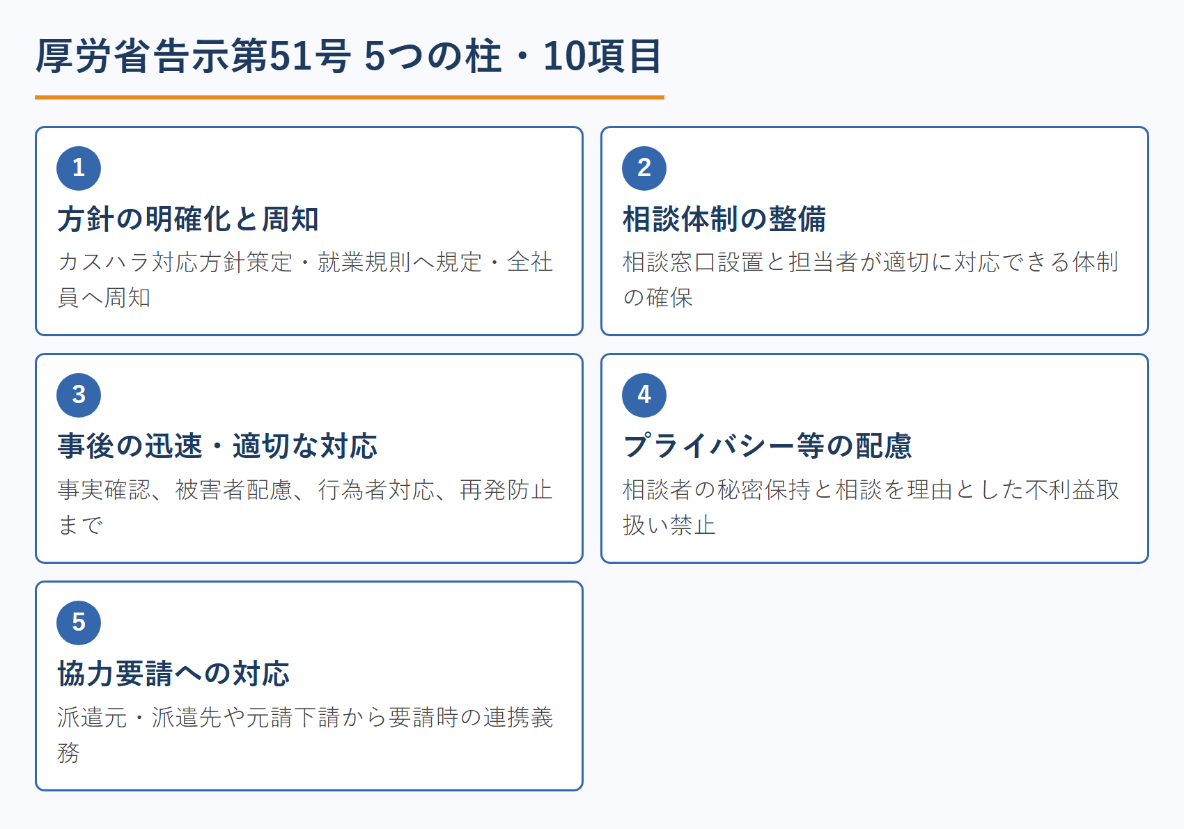 厚労省告示第51号 5つの柱・10項目