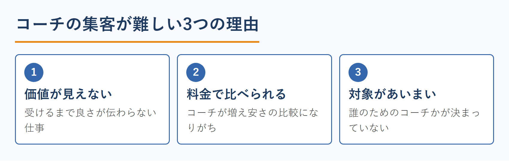 コーチの集客が難しい3つの理由