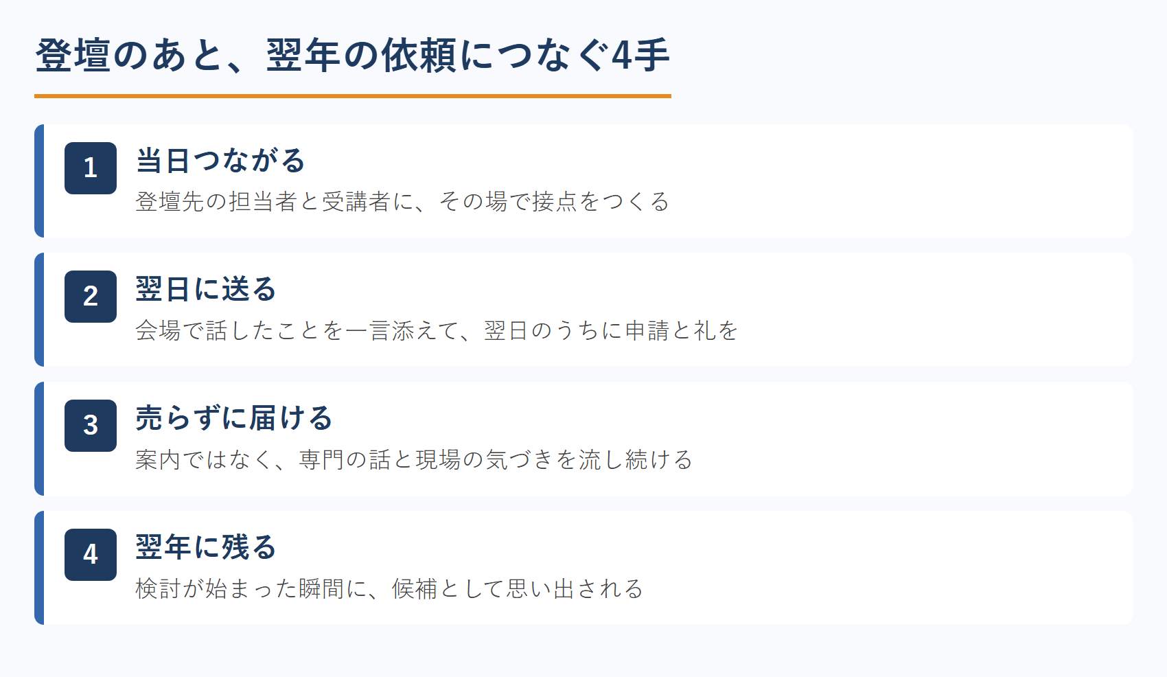 講師のFacebook集客で登壇後に翌年の依頼へつなぐ4手