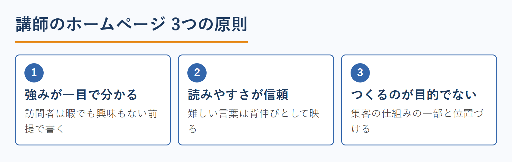 講師のホームページ 3つの原則