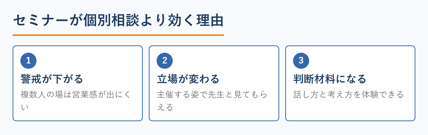 セミナーが個別相談より効く理由