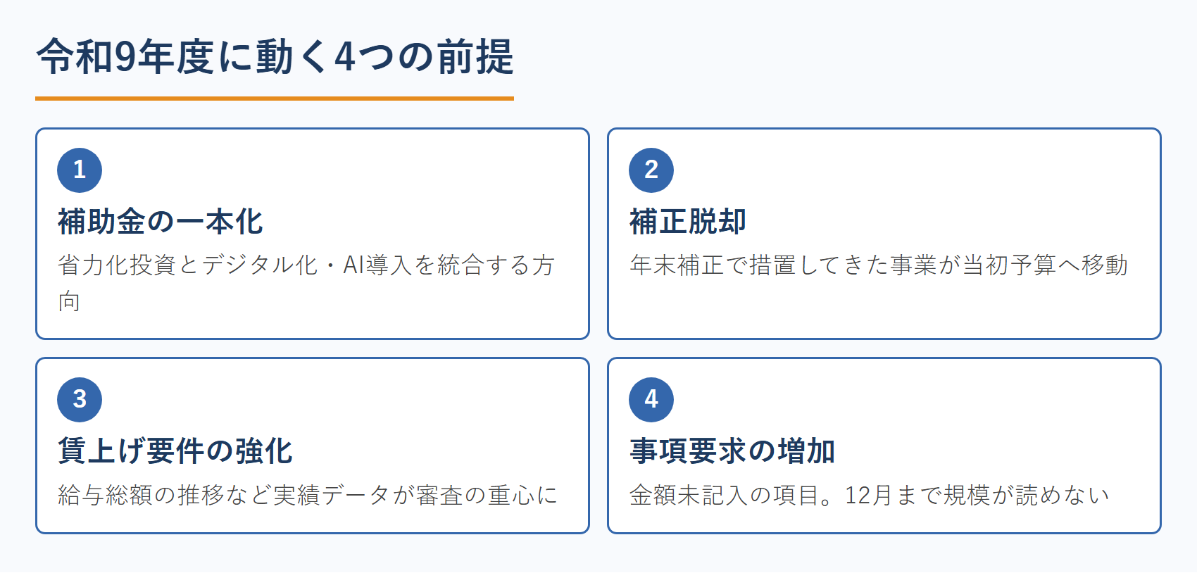 令和9年度に動く4つの前提