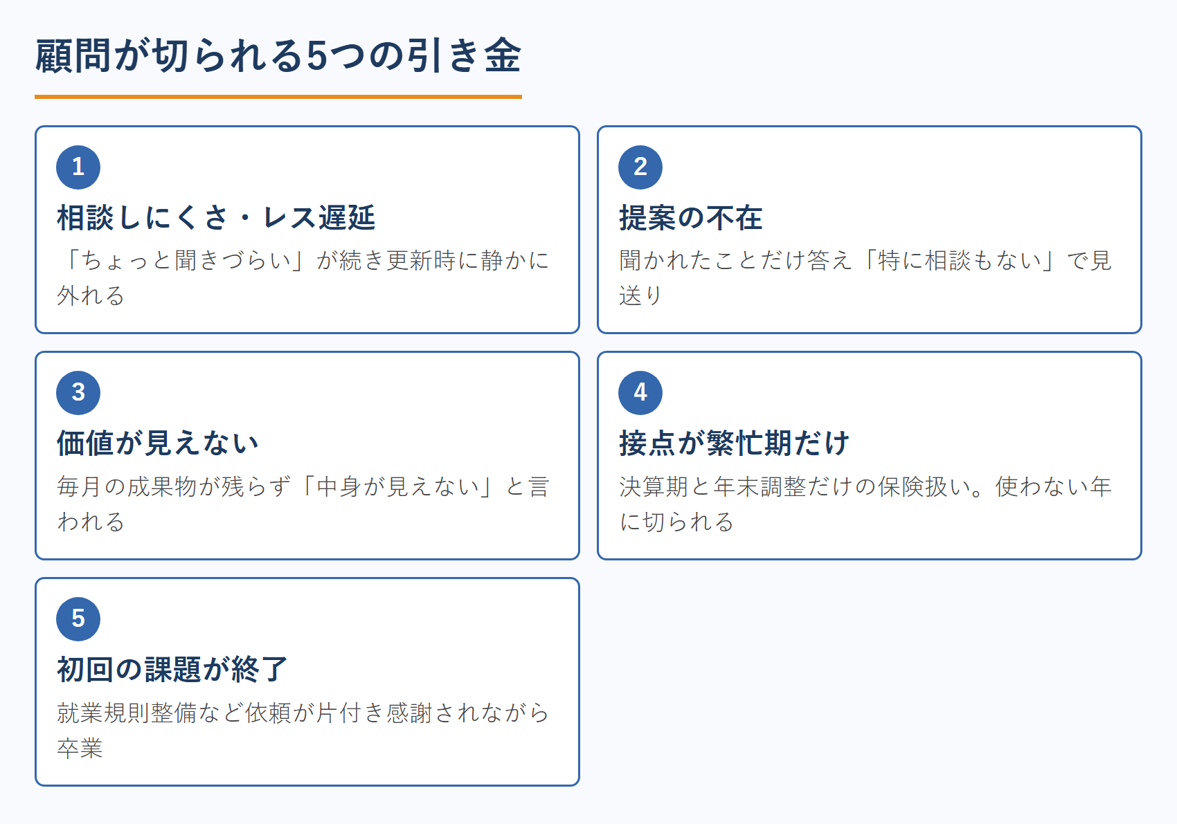 顧問が切られる5つの引き金