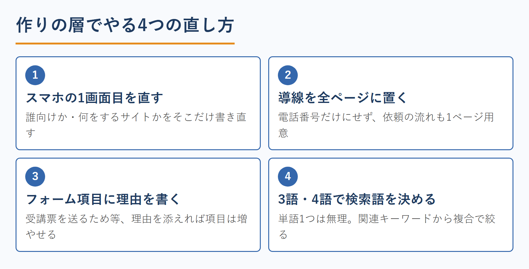 作りの層でやる4つの直し方