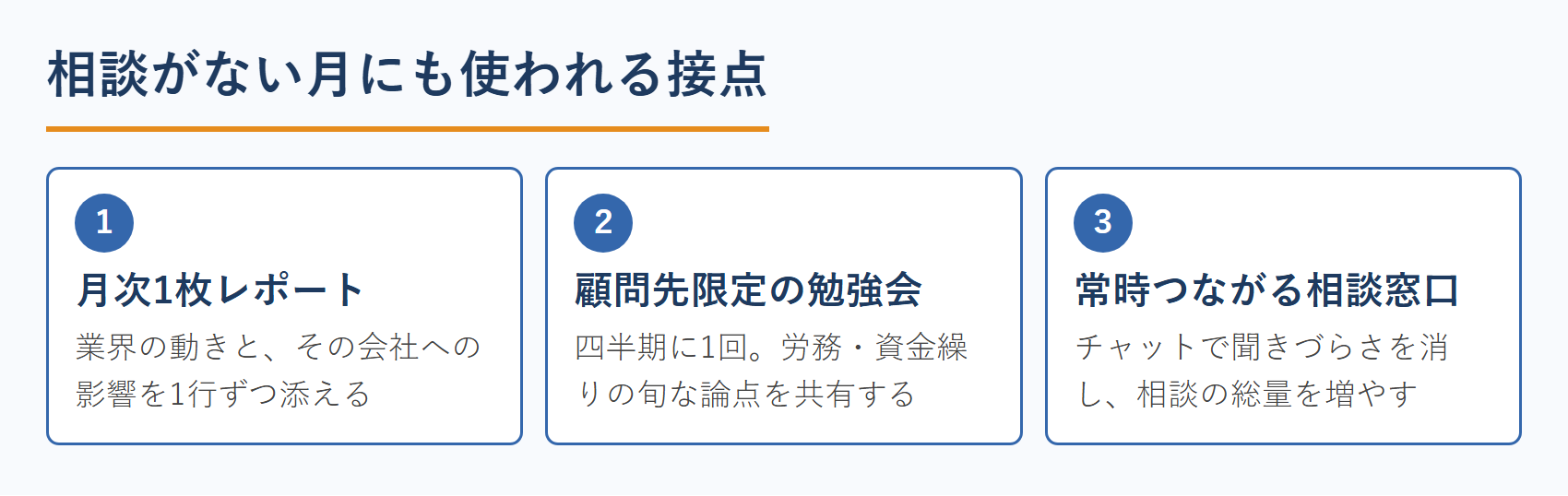 相談がない月にも使われる接点