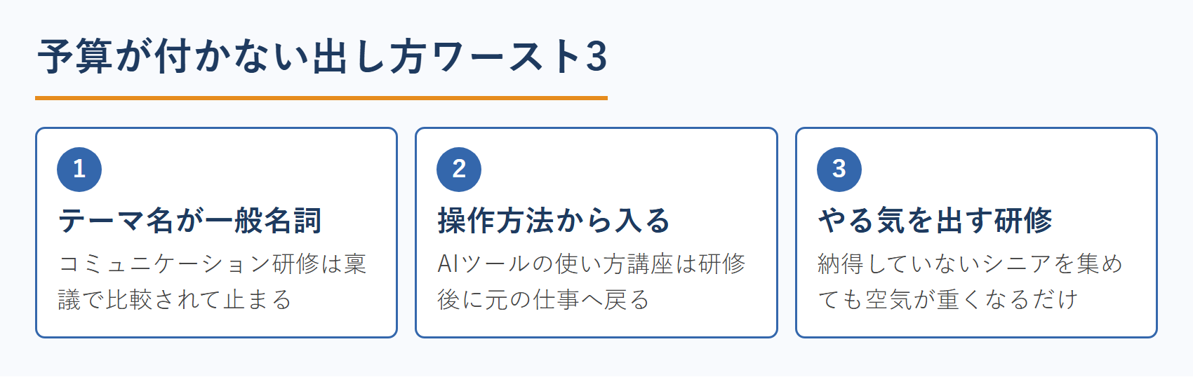 予算が付かない出し方ワースト3