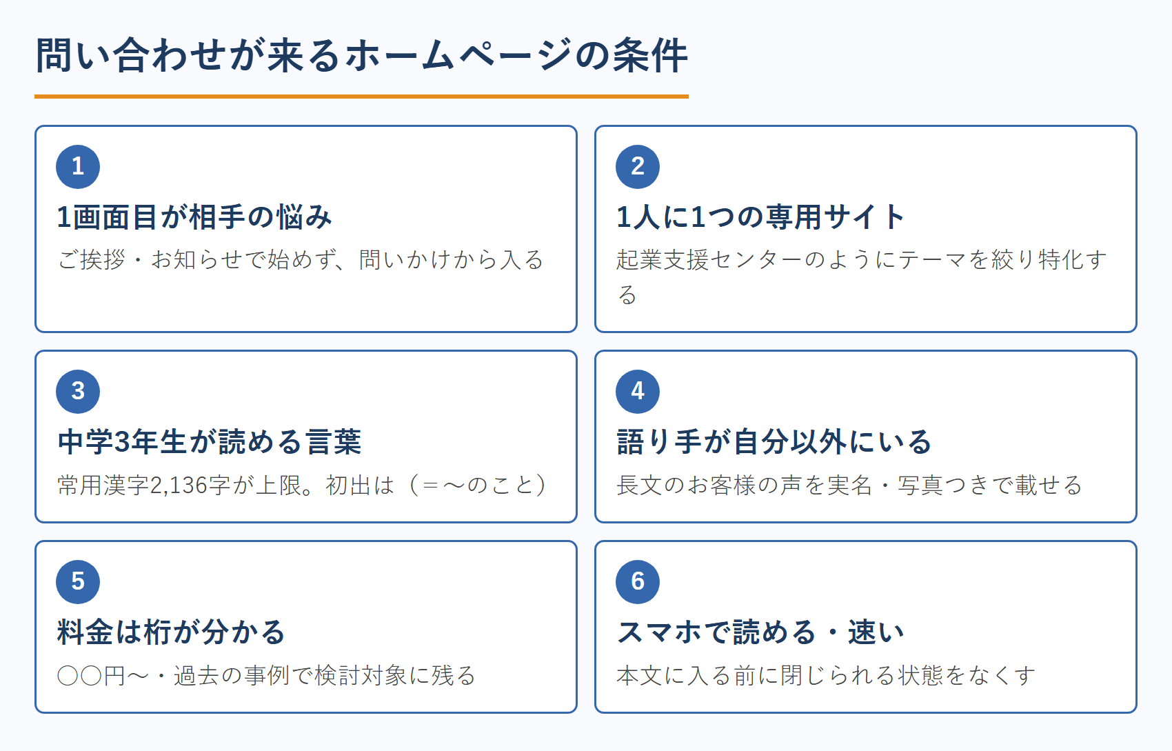 問い合わせが来るホームページの条件